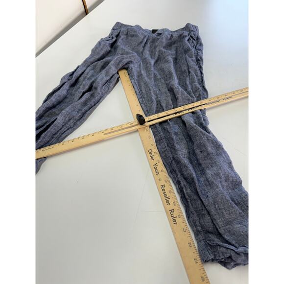 Rachel Roy Pants Womens Large Blue Cropped Ankle Mid Rise‎ Linen - Picture 6 of 6